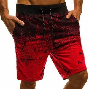 BOARD SHORTS Men's Slim Fit Red & Black Splatter Print Size S - NEW